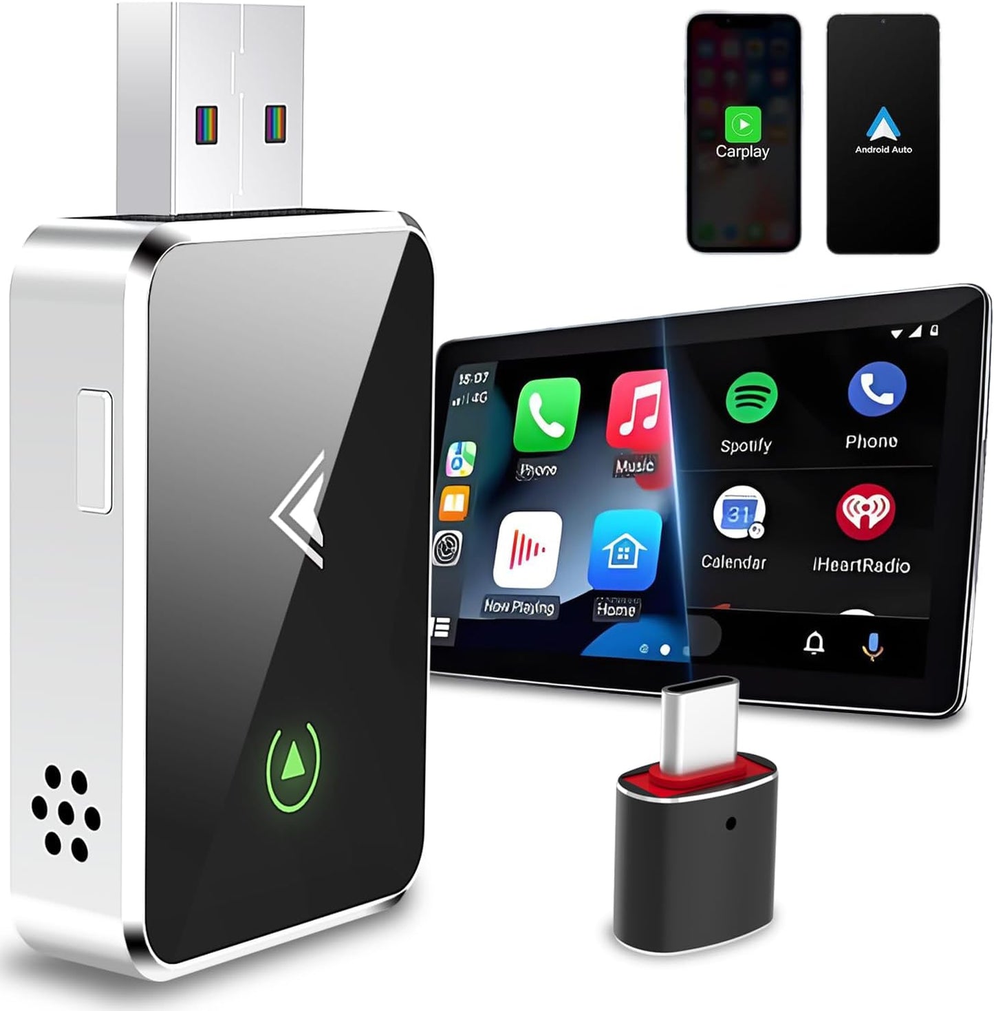 2-in-1 Wireless Carplay & Android Adapter - No Delay, Stable Connection