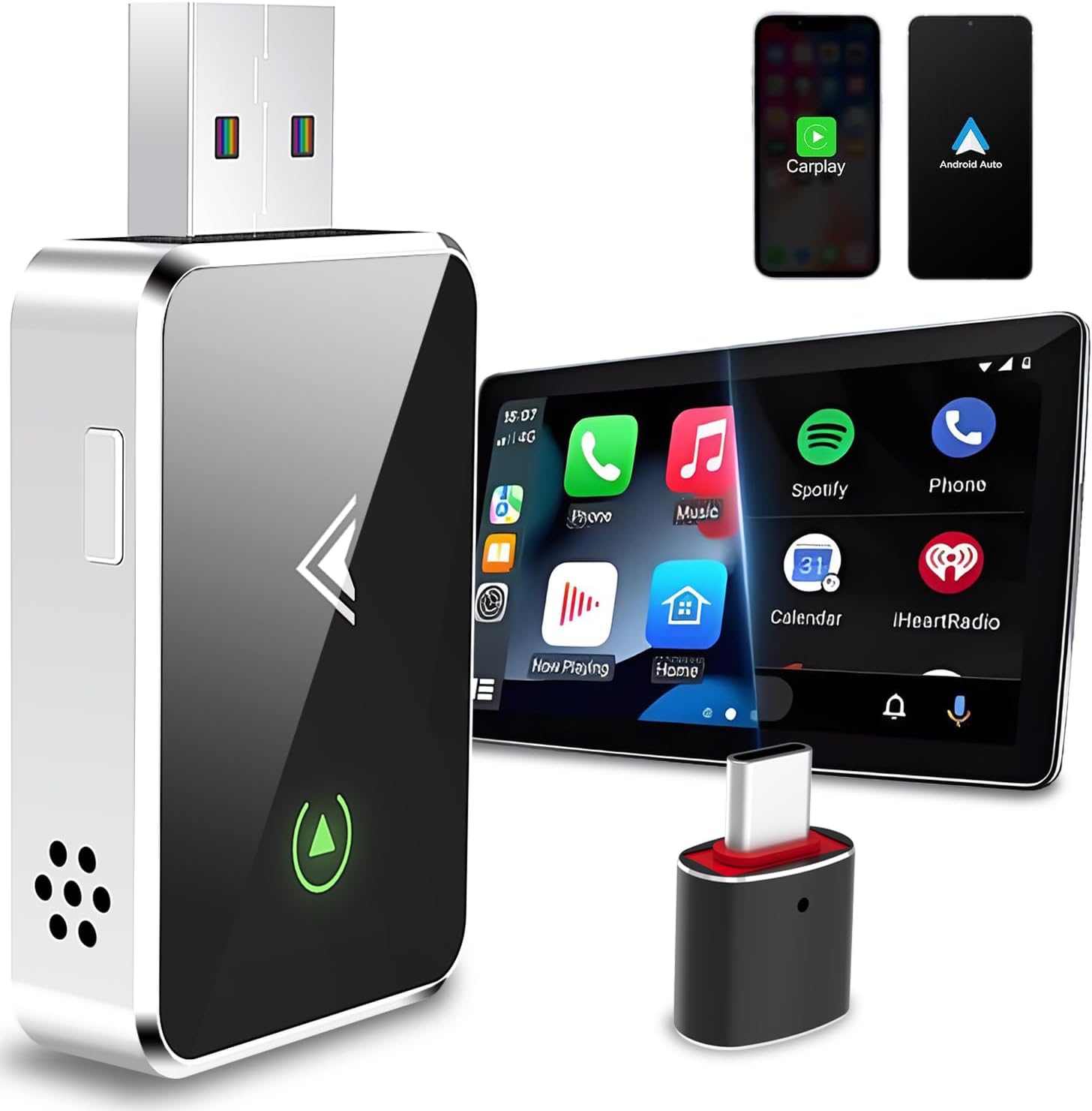 2-in-1 Wireless Carplay & Android Adapter - No Delay, Stable Connection