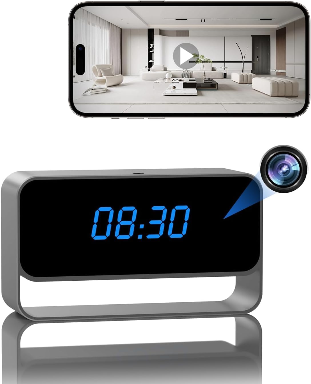 Hidden Camera Clock - Full HD 1080P Wireless Spy Nanny Cam