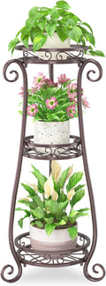 3 Tier Metal Plant Stand Corner Shelf - Space-Saving Bronze Rack