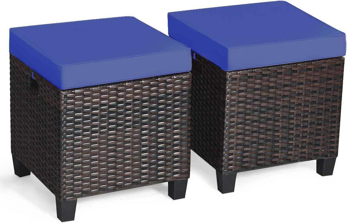Tangkula Outdoor Patio Ottoman Set with Cushions for Comfort