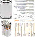 19 PCS Kitchen Cooking Utensils Set with Knives and Cutting Board