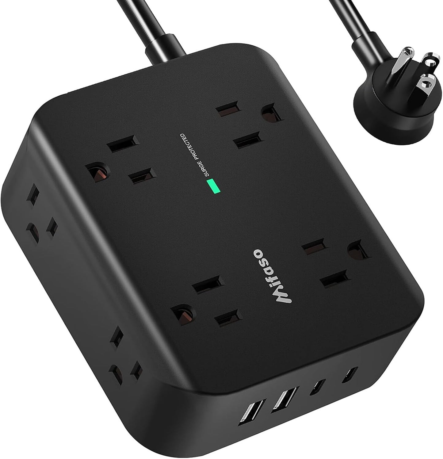 8 Outlet Surge Protector Power Strip - USB Charging Station by Mifaso
