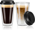 12oz Double Walled Glass Coffee Mugs - Heat Resistant