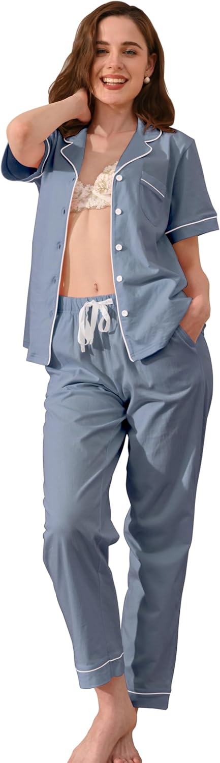 100% Cotton Pajamas for Women Sets Soft Sleepwear Loungewear