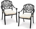 VINGLI Patio Chairs Set of 2 - Stackable Cast Aluminum Dining Chairs