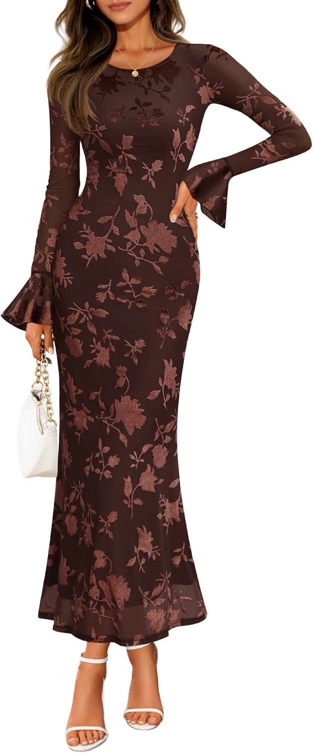 ZESICA Women's Floral Maxi Dress for Fall Fashion Events