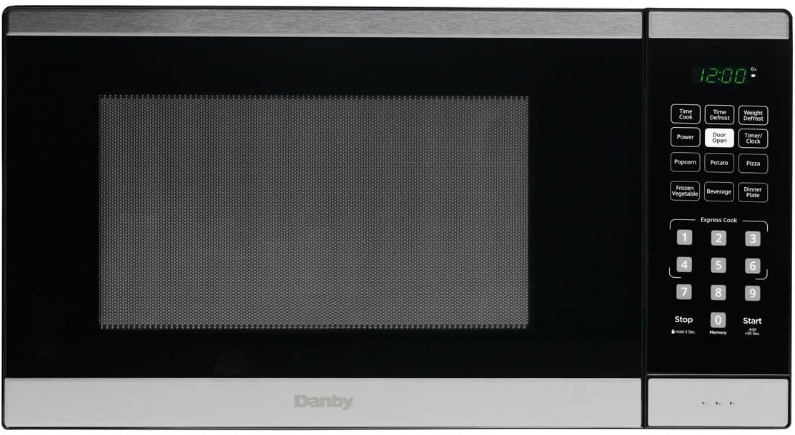 Danby 1.1 cu. ft Countertop Microwave: Black/Stainless Steel Sleek Design