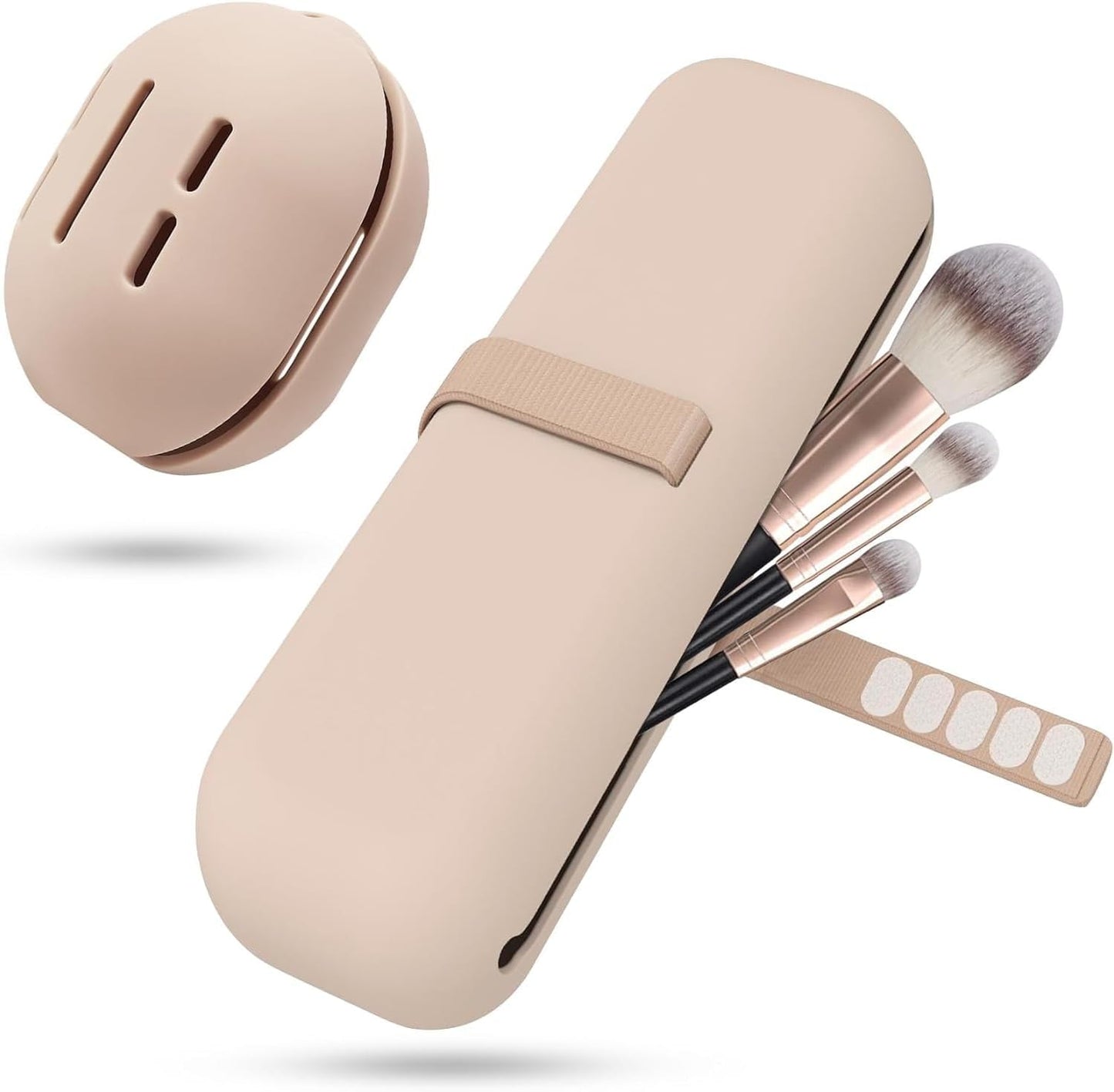 Silicone Makeup Brush & Beauty Blender Travel Holder - Khaki