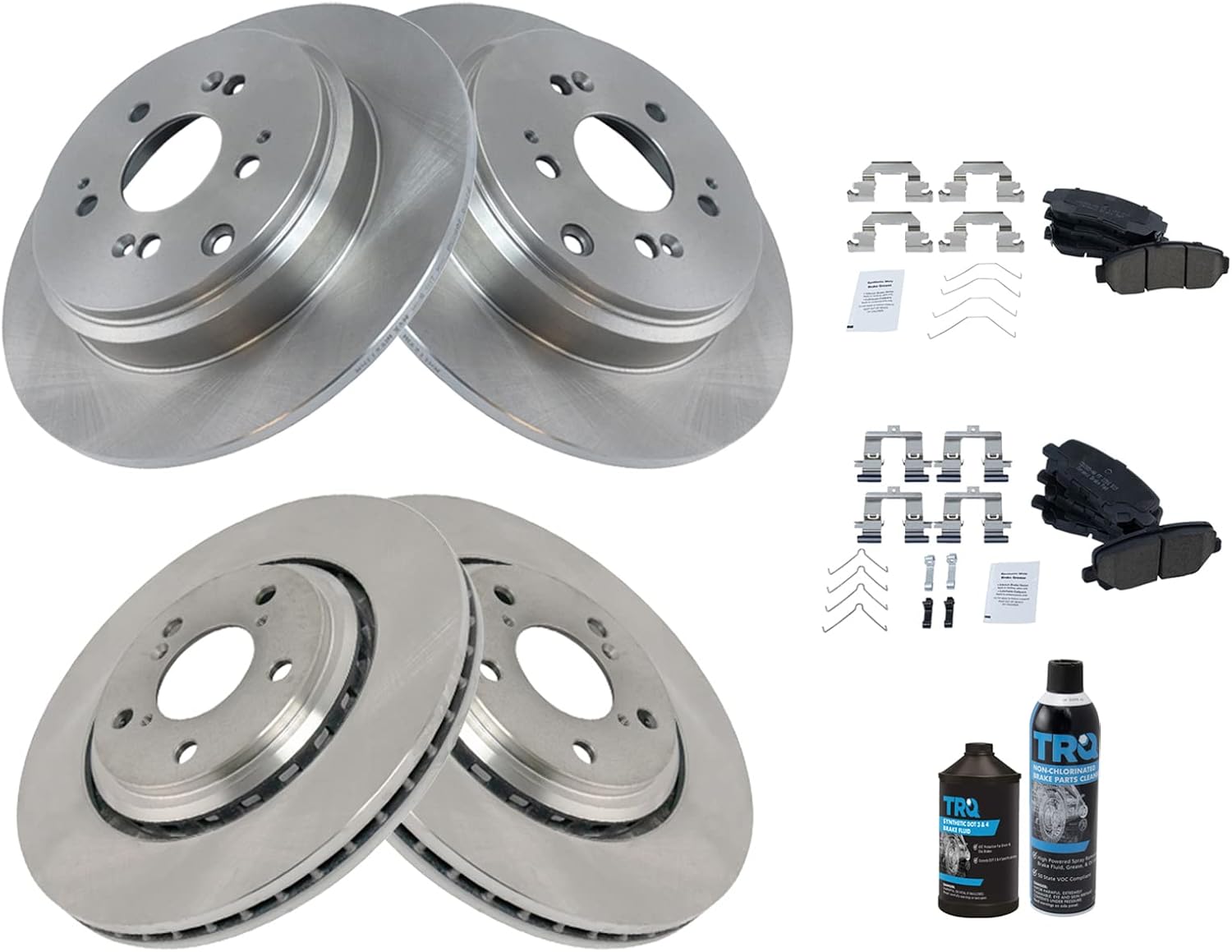 TRQ Front and Rear Brake Pad & Rotor Kit for Honda Odyssey