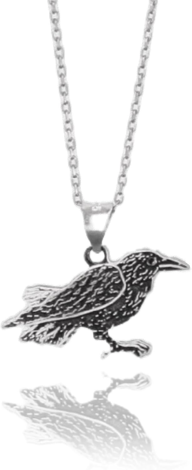 925 Sterling Silver Raven Necklace for Spiritual Growth & Gifts