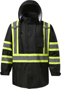 Reflective Rain Jacket for Men High Visibility Class 3 - Black/Yellow