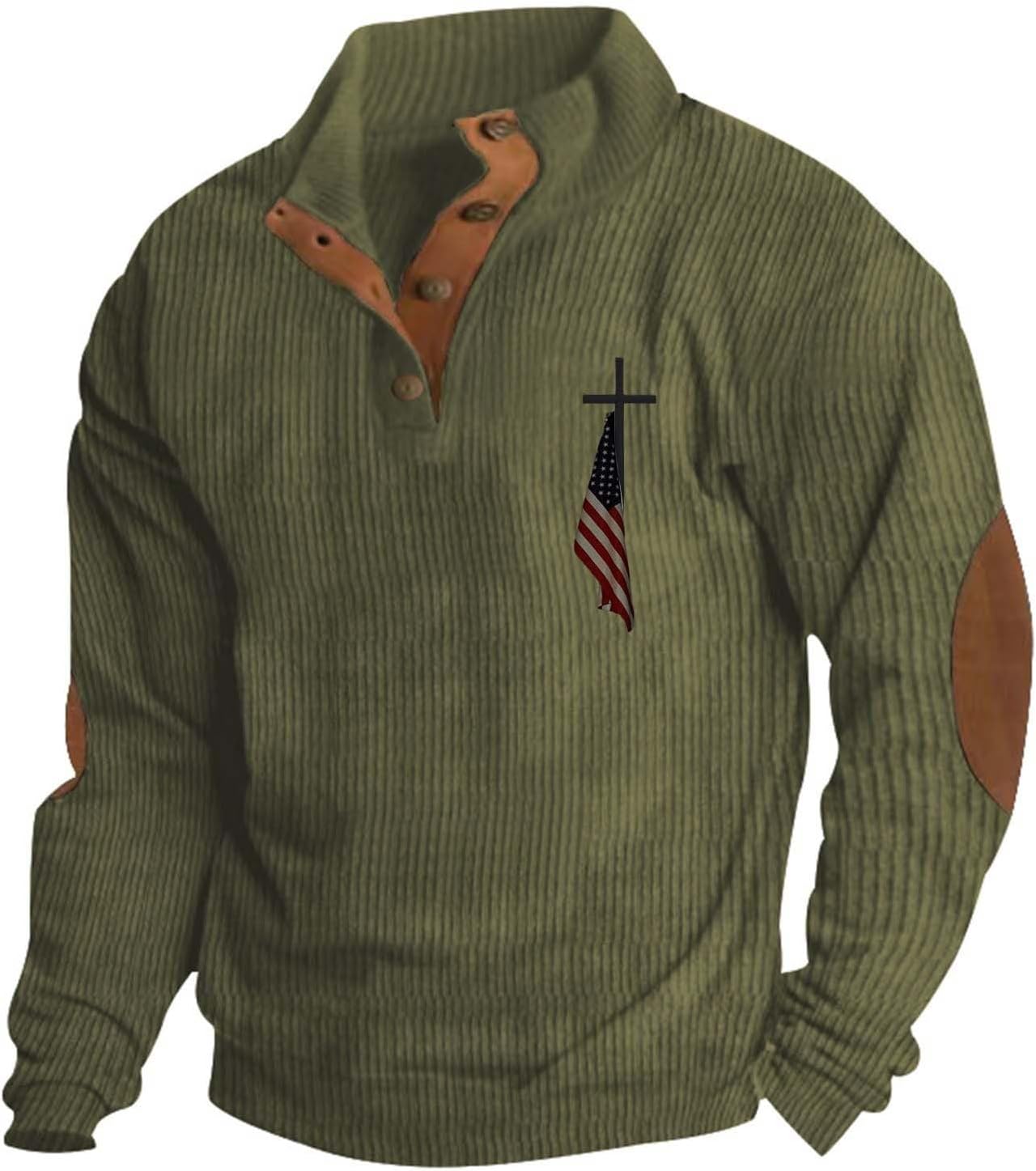 Thermal Henley Button-Up Sweatshirt for Men