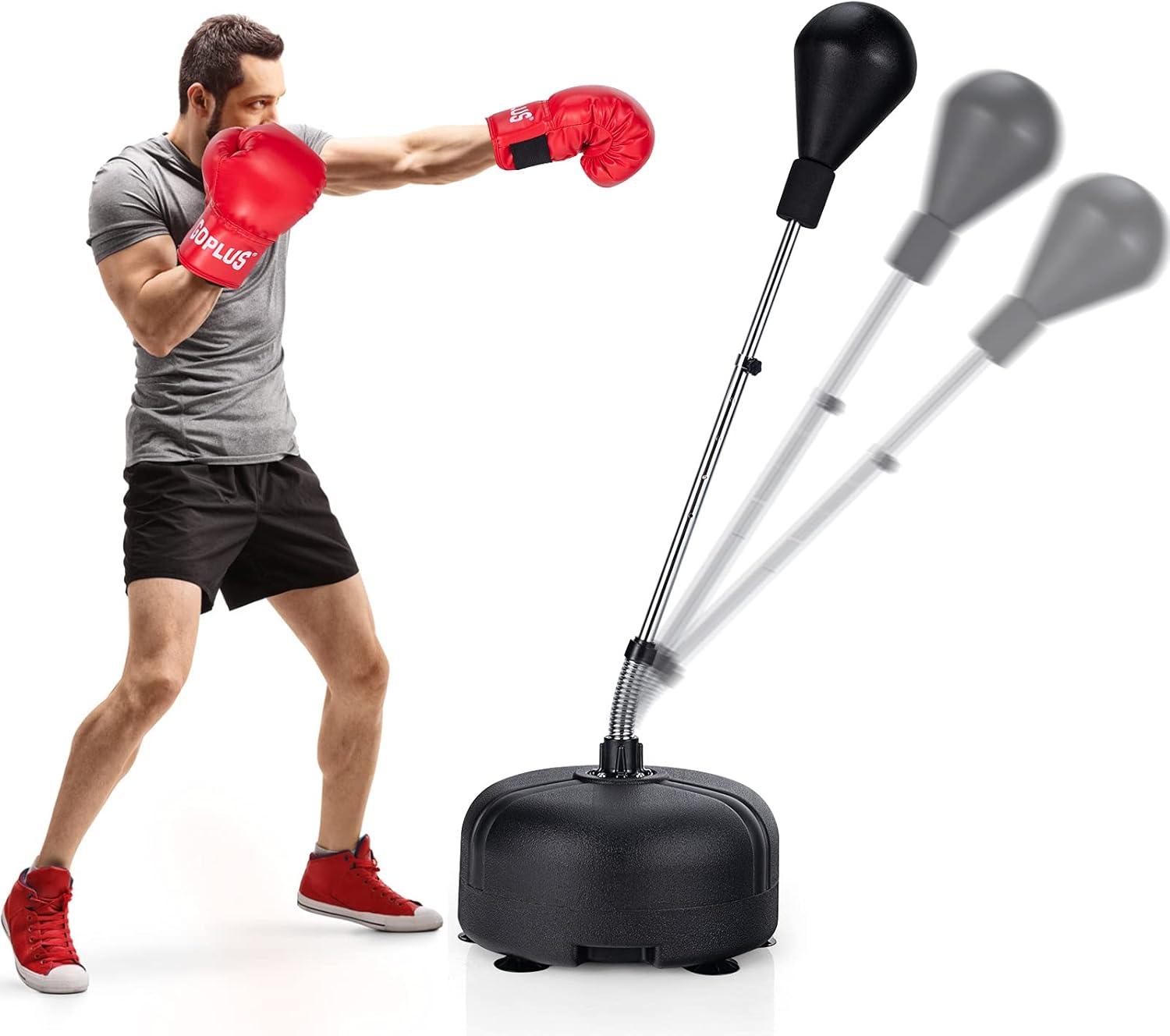 Goplus Freestanding Punching Bag Set, Adjustable Height, Gloves Included