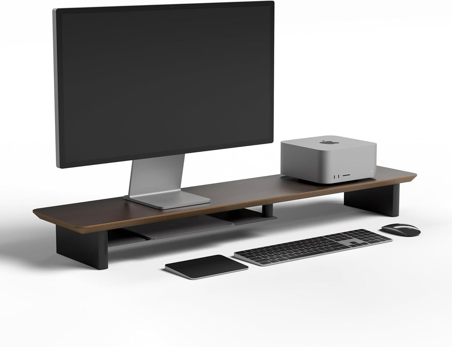 Walnut DualTier Monitor Stand for Modern Desk Setup Aesthetic