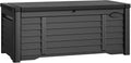 120 Gallon Black Louvered Outdoor Storage Box - Lockable Deck Bench