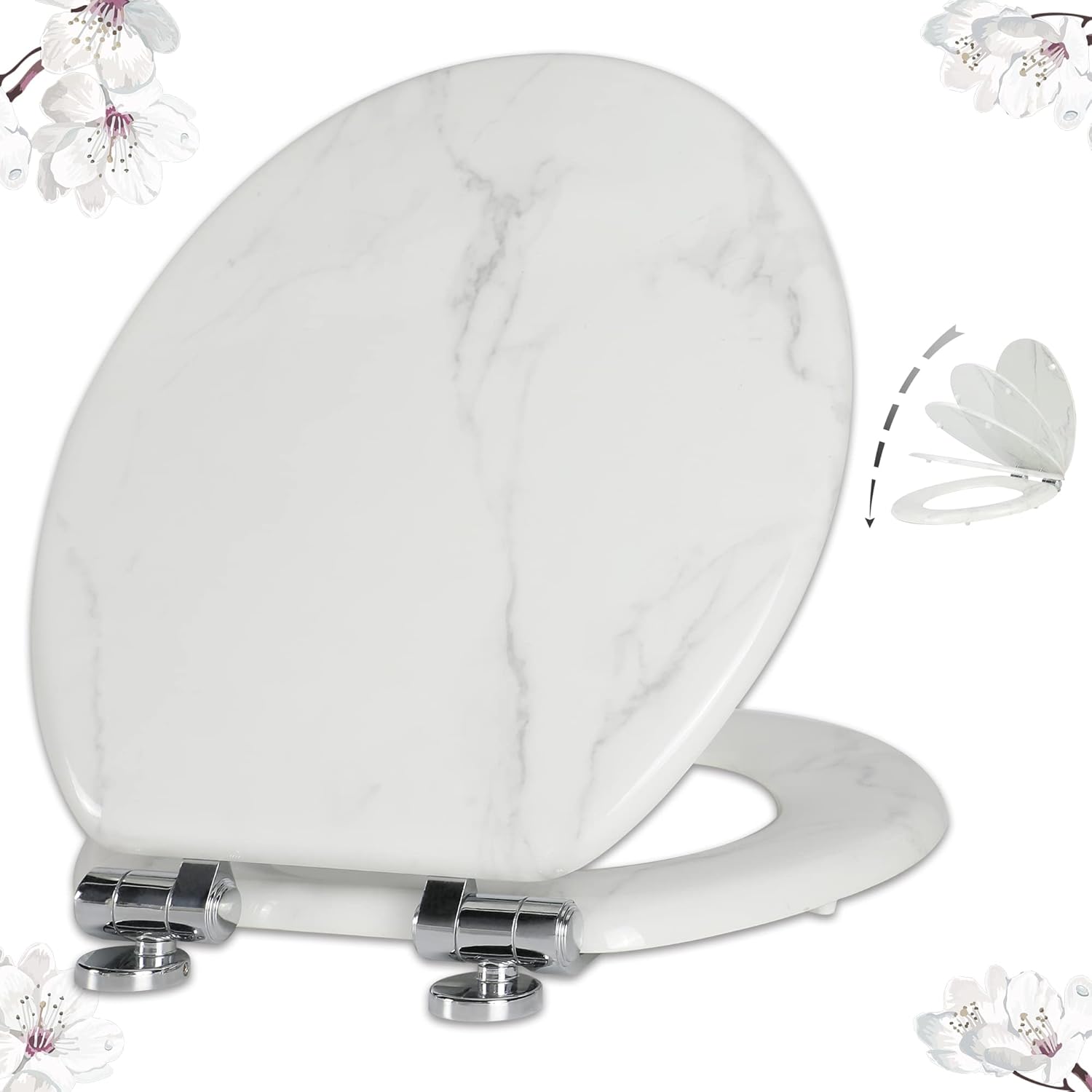 Durable Molded Wood Round Toilet Seat with Quiet Close Feature