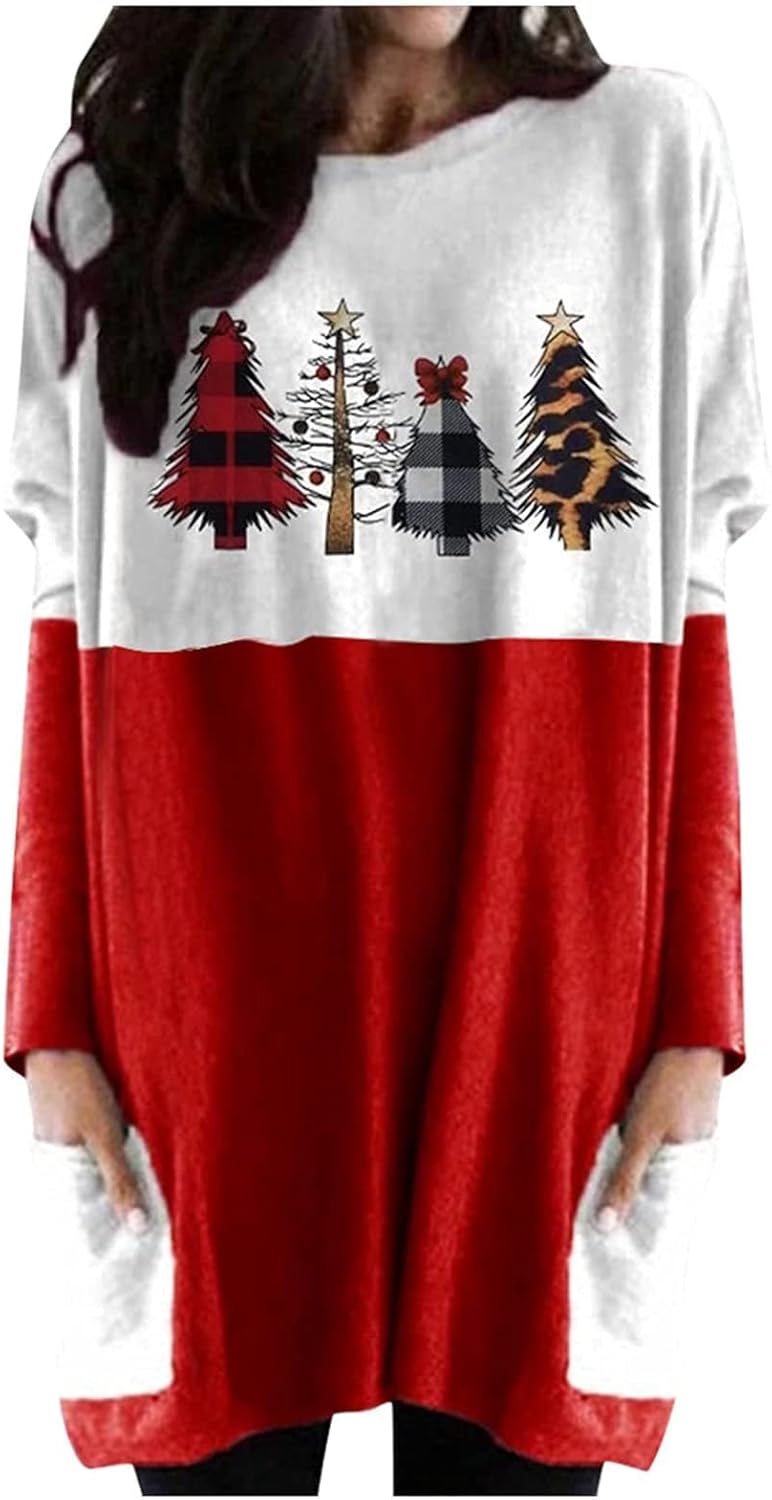 Santa Print Plus Size Shirt with Pockets