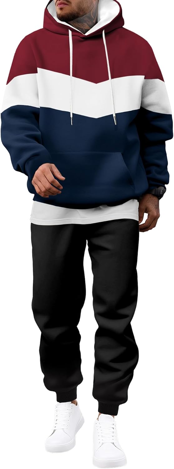 JMIERR Men's Hoodie Tracksuit 2 Pieces Set for Casual Style