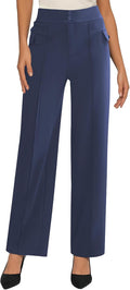 Womens High Waist Wide Leg Dress Pants - Stretchy Office Trousers