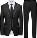 WULFUL Men's 3 Piece Slim Fit Suit Set for Wedding and Business