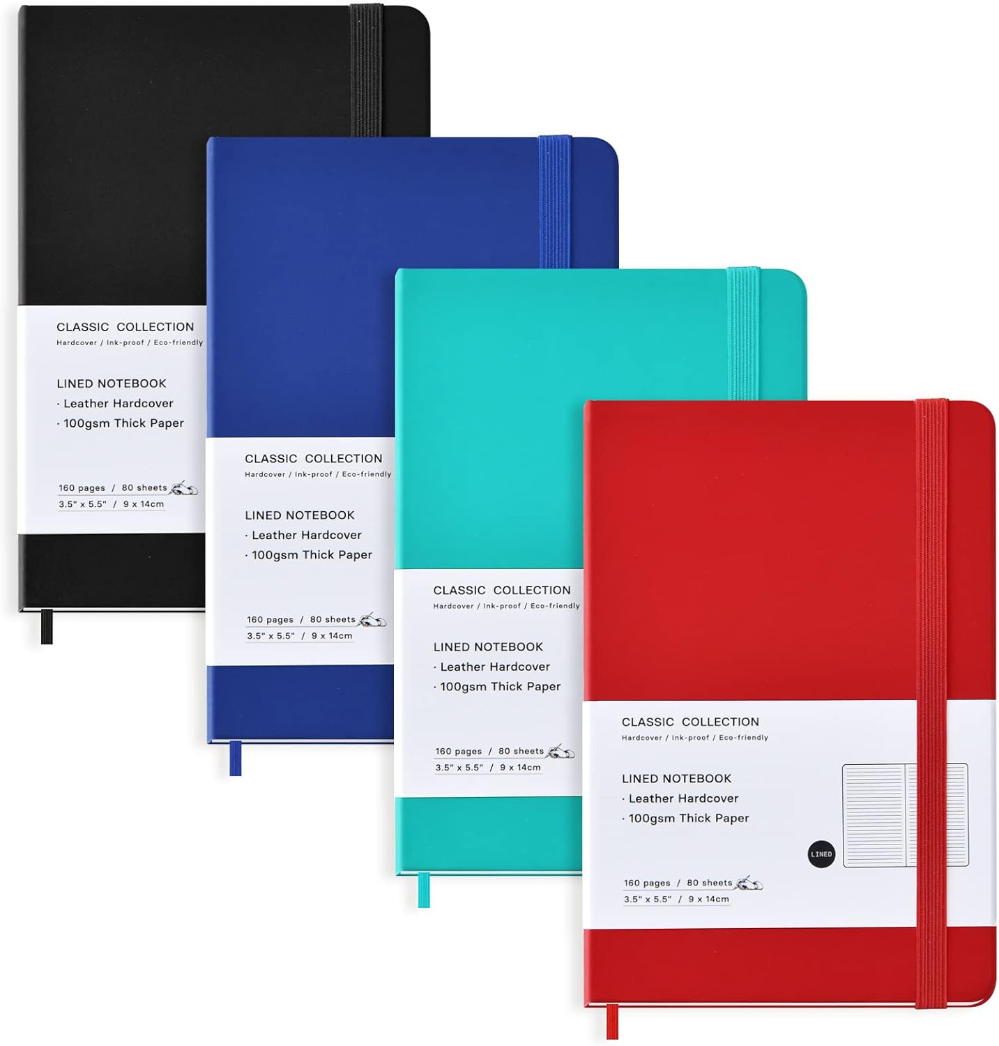 Coopay 4 Pack Mini Journals Bulk, 160 Lined Pages, Small Notebooks for Writing