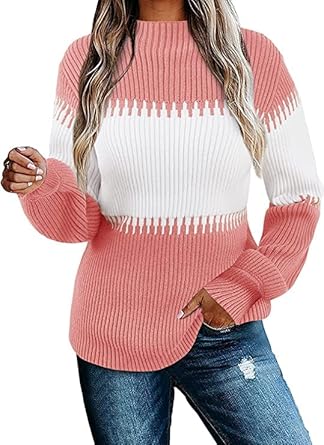 ANDMO Womens Fall Sweater Casual Long Sleeve Turtleneck Style
