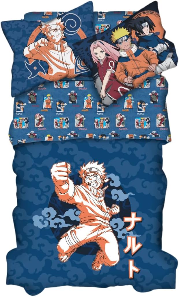 Naruto Anime Kids Bedding Set - Super Soft Comforter & Pillowcase