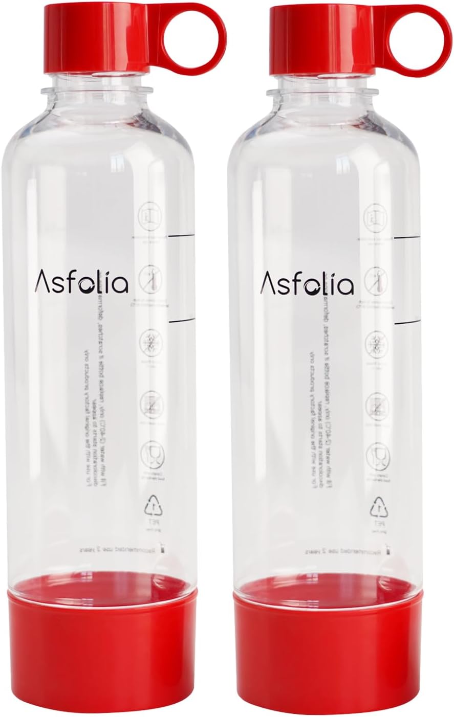 2 Pack 1L Reusable Soda Maker Bottles - BPA-free & Durable