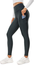 Womens Fleece Lined Leggings with Pockets 28in - Thermal Warm Full