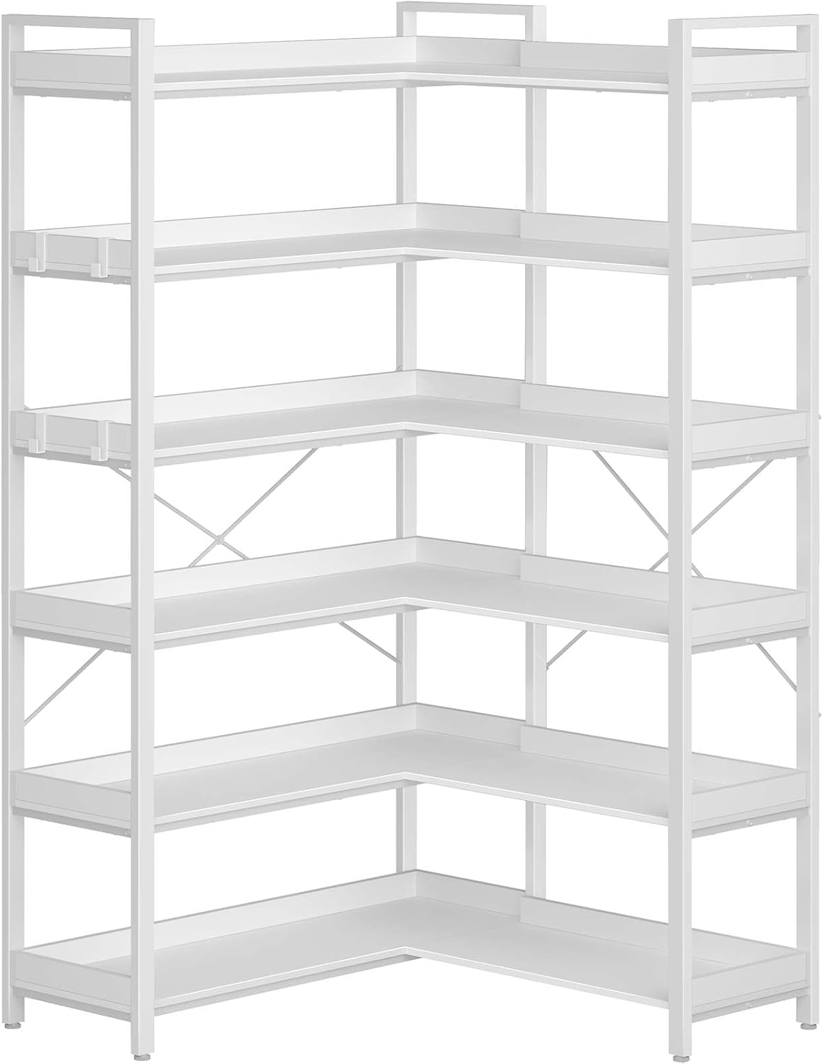 Rolanstar 69in Industrial Wooden Bookcase with 6 Open Shelves