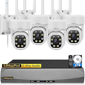 5MP Outdoor Wireless PTZ Security Camera System with 2-Way Audio