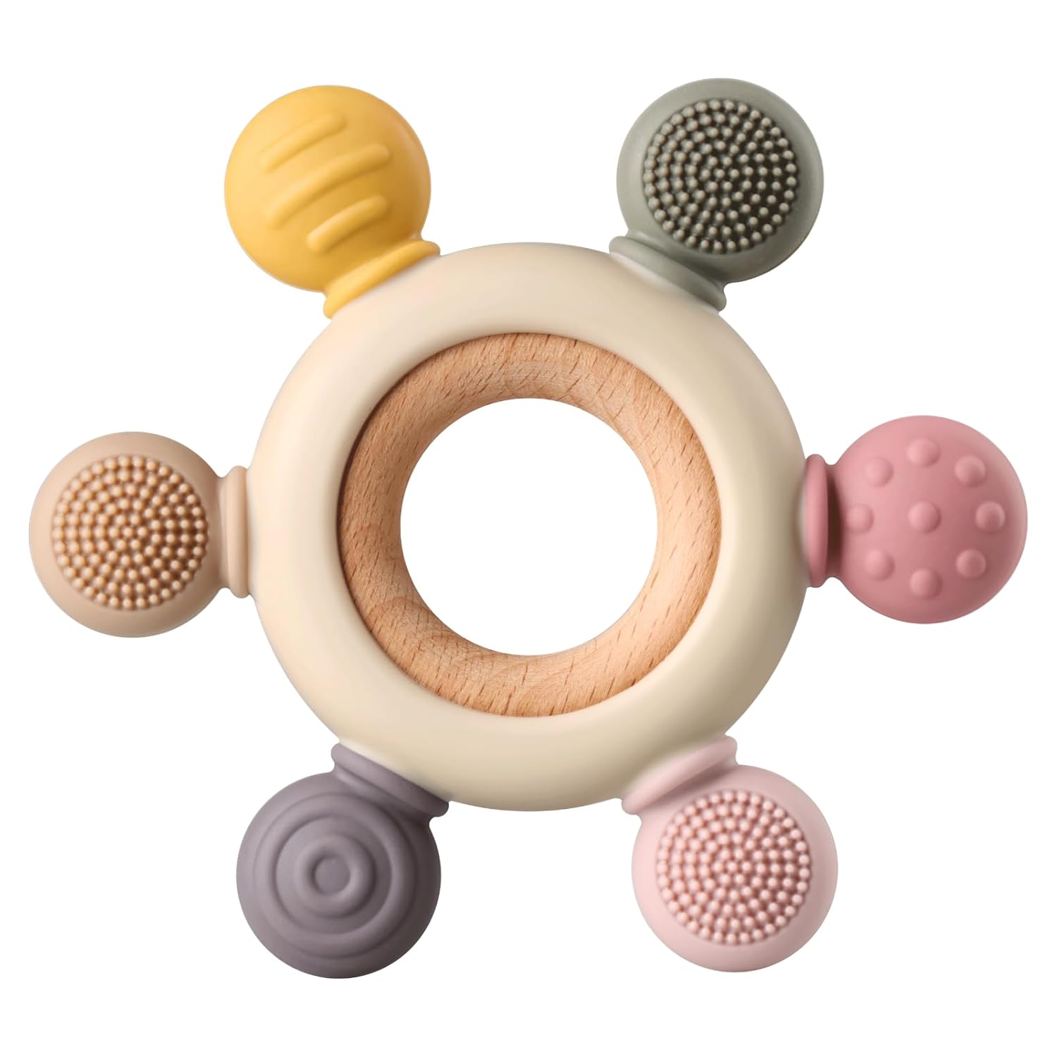 Organic Wooden Ring Teething Toys for Soothing Gums - Kalovin