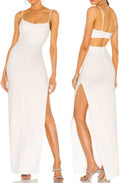 Women's Backless Spaghetti Strap Maxi Dress - Sleek Thigh Slit Fit