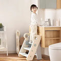 Foldable Toddler Step Stool with Safety Handrail - Compact Helper