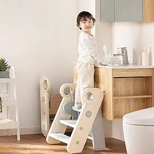 KATARUS Foldable Toddler Step Stool with Safety Handrail