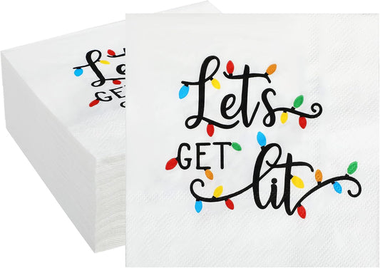 Let's Get Lit Christmas Napkins by Spiareal