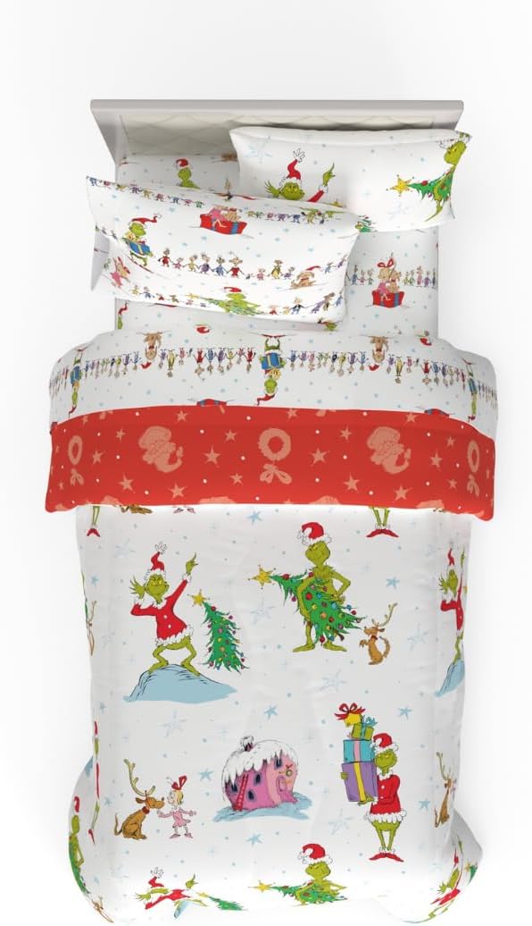 Grinch Holiday Bedding Set by Dr. Seuss for Twin Size Beds