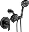 WRISIN Black Shower Faucet Set with Valve and 6-Setting Handheld