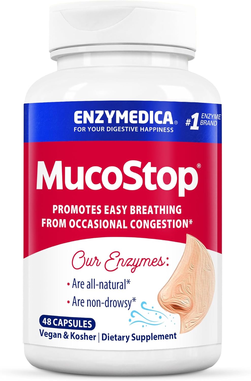 MucoStop Natural Enzyme Supplement for Easy Breathing Relief