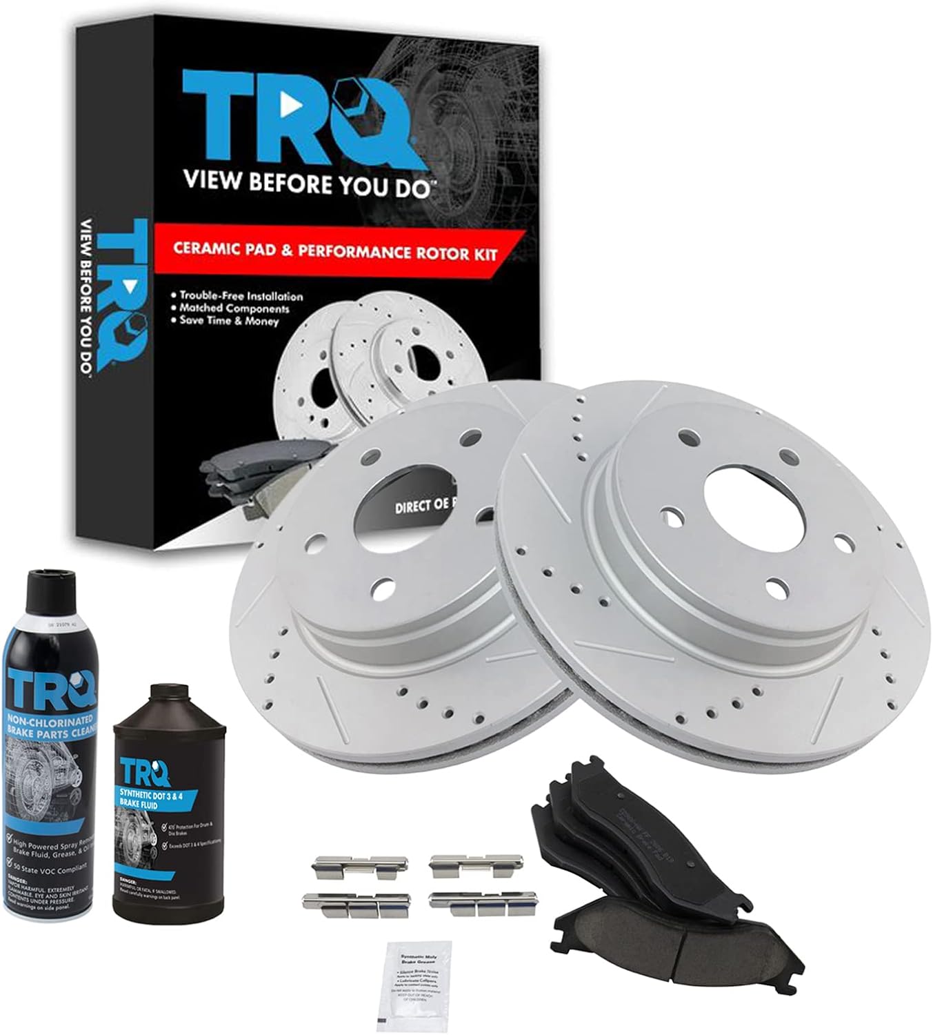 TRQ Front Performance Brake Pad & Rotor Kit for Dodge