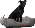 Charcoal Tufted Velvet Dog Bed - Luxury Cushioned Cuddler 34in