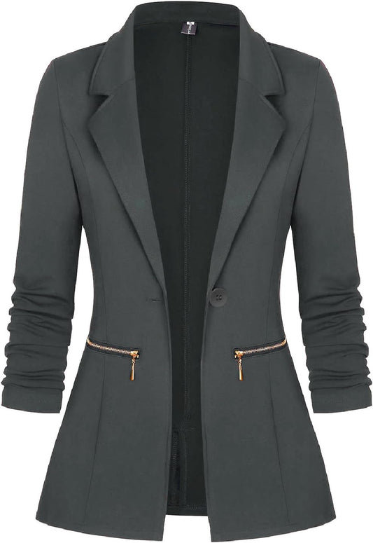 Genhoo Women's Long Sleeve Blazer Open Front Cardigan Jacket