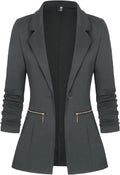 Genhoo Women's Long Sleeve Blazer Open Front Cardigan Jacket - Office