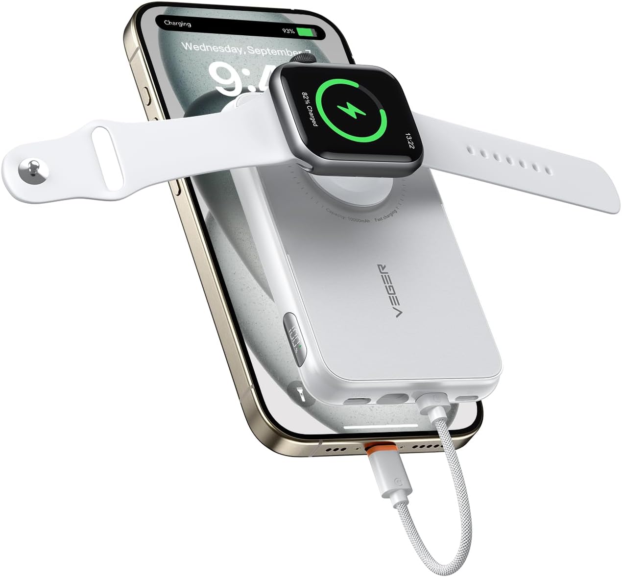 VEGER 10000mAh PD Fast Charger - Convenient Removable Cable