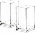 Clear Acrylic Pencil Pen Holder 2 Pack - Compact Desk Organizer