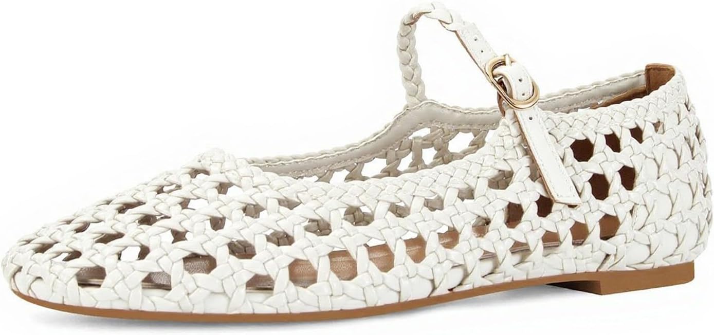 Woven Mesh Ballet Flats for Women - Comfortable Dress Casual Shoes