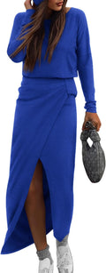 Fall Maxi Wrap Dress with Slit - Comfortable Long Sleeve Knit (2025)