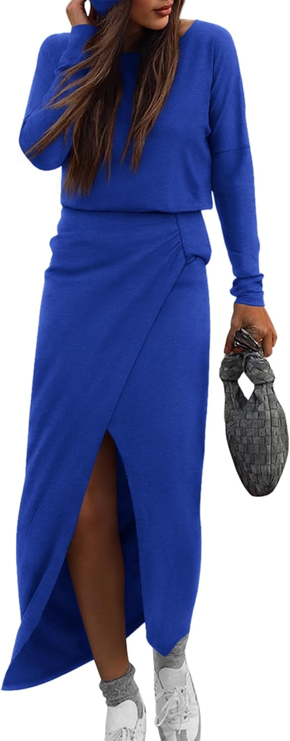KIRUNDO Fall Dresses for Women 2025 Long Sleeve Maxi Dress