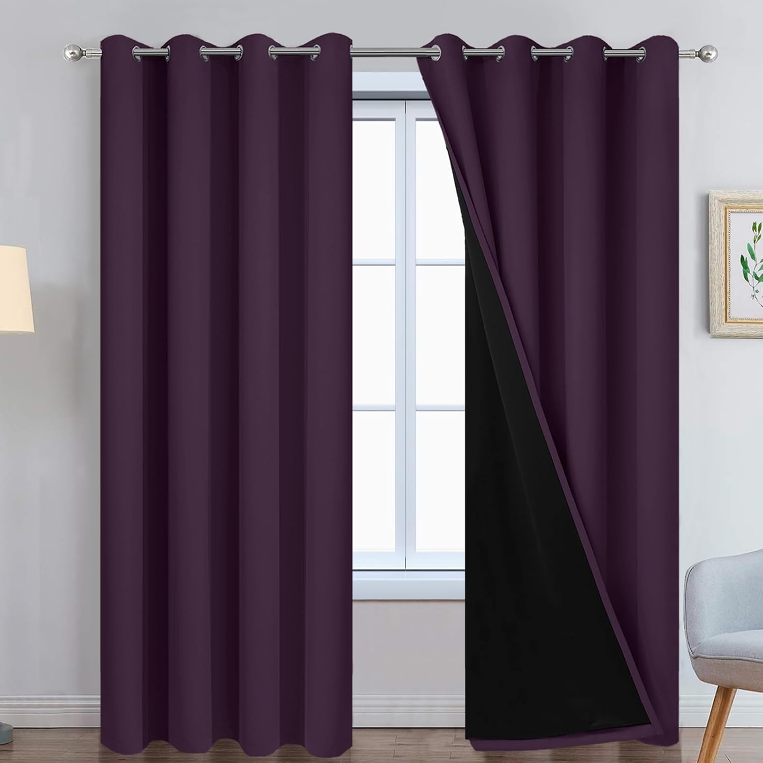 Yakamok 100% Blackout Curtains for Bedroom - Thermal Insulated